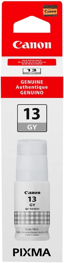 Botella de tinta original Canon GI-13 color gris empaquetada